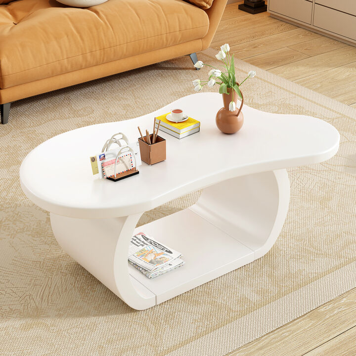 Merax Modern Cloud Coffee Table with 1.5" Thick Tabletop