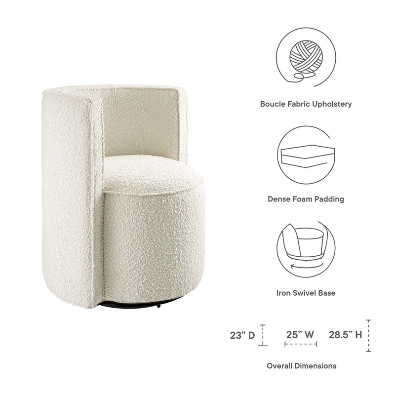 Della Boucle Fabric Swivel Chair White EEI-6223-IVO