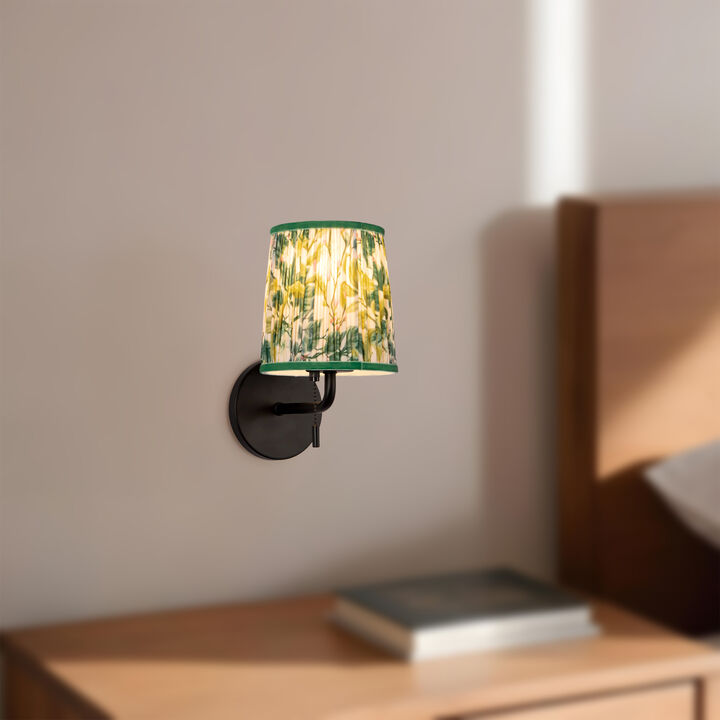 Scout 10-in Damp-Rated Wall/Vanity Light with Patterned Pleated Linen Shade