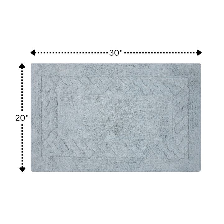 Knightsbridge Chain Bath Rug Cotton Non Skid Back - 20x30", Light Blue