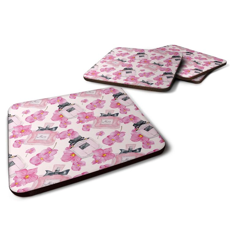 Caroline's Treasures Watercolor Pink Flowers and Perfume Decorative coasters, 3.5, Multicolor