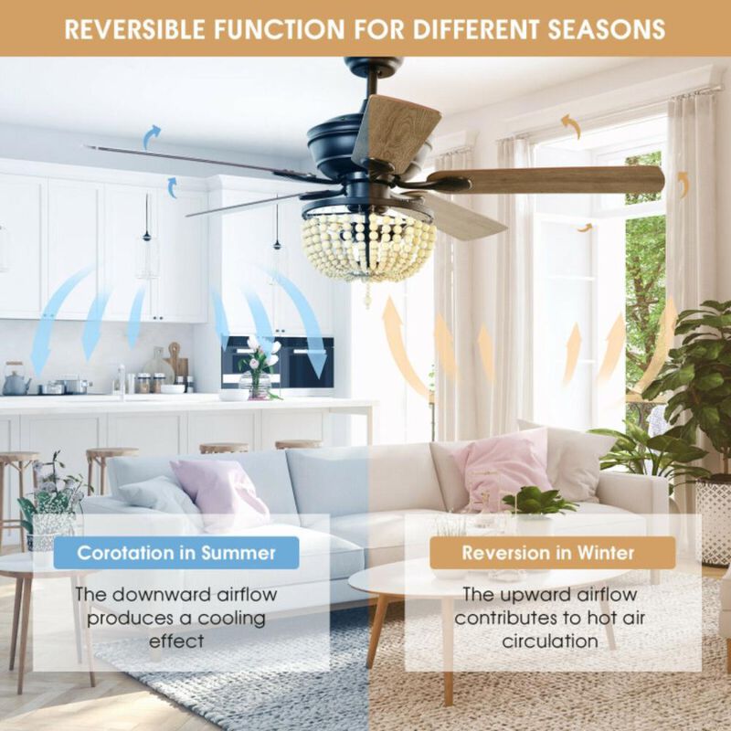 Hivvago Retro Ceiling Fan Light with Reversible Blades Remote Control