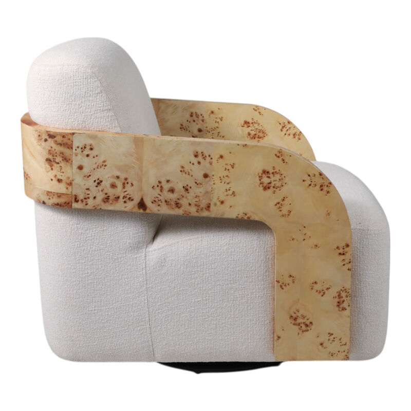 Burl Wood Arm Swivel Accent Chair image number 4