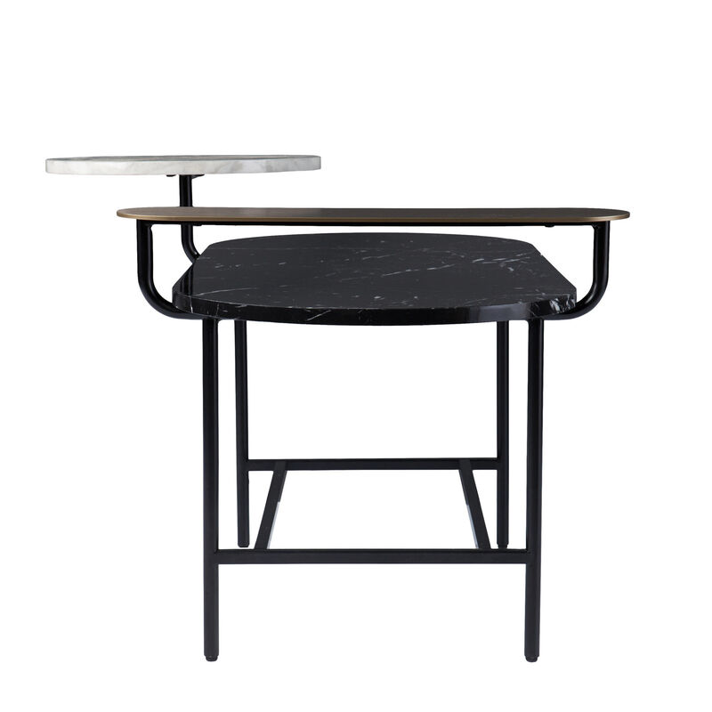 Hivvago 42 Inch  Black Faux Marble And Metal With Iron Coffee Table