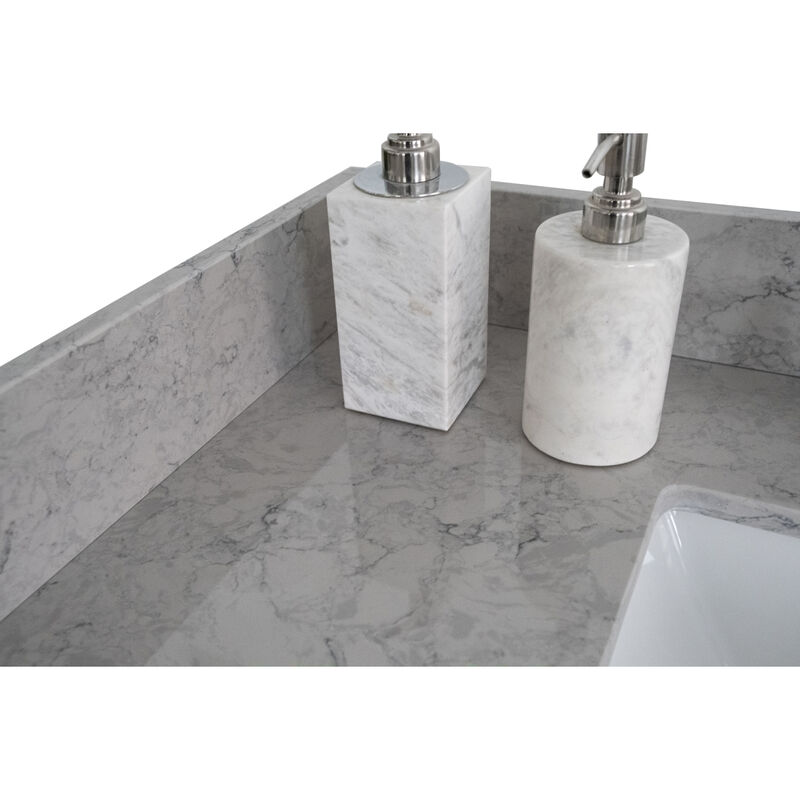 31 inches bathroom stone vanity top calacatta gray engineered marble color with undermount ceramic sink and single faucet hole with backsplash