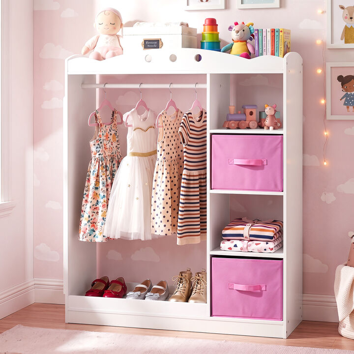 Kids Dress Up Center with Open Shelves and Full Length Mirror