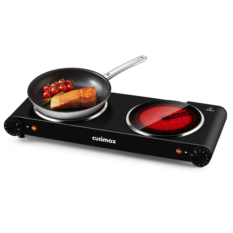 Cusimax 7.1 inch Portable Electric Hot Plate, 1800W Glass Dual Countertop Electric Cooktop, Stainless Steel Infrared Electric Stove image number 0
