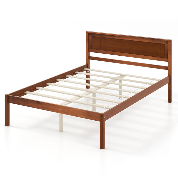 Bed Frame with Wooden Headboard and Slat Support