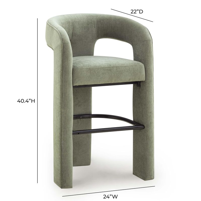 Tov Furniture Malone Green Perfomance Fabric Bar Stool image number 1