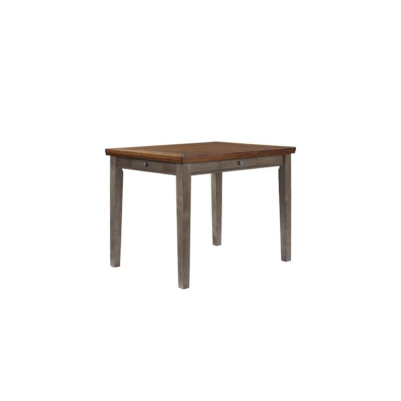 Will Counter Dining Table W/ 4 Drawers in Gray / Brown Finish