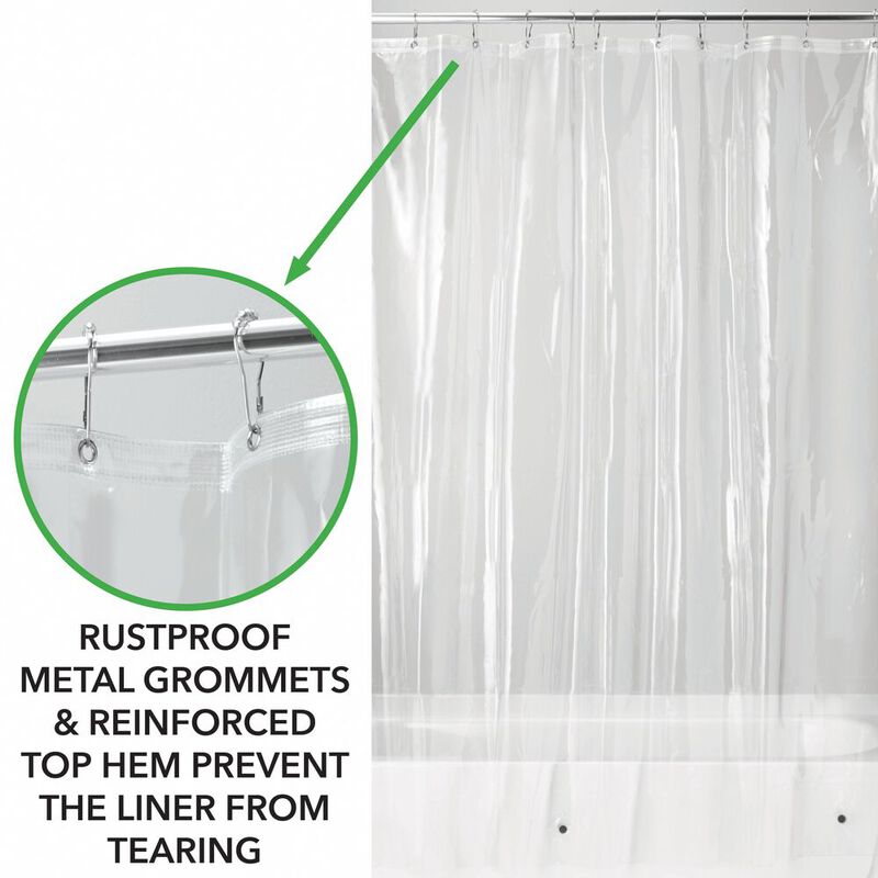 mDesign X-WIDE Waterproof Vinyl Shower Curtain Liner, 108" x 72" - Clear image number 5