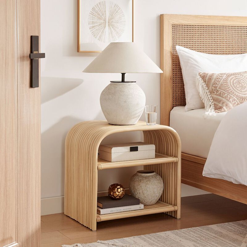 Eve Curved Natural Rattan Side Table image number 7