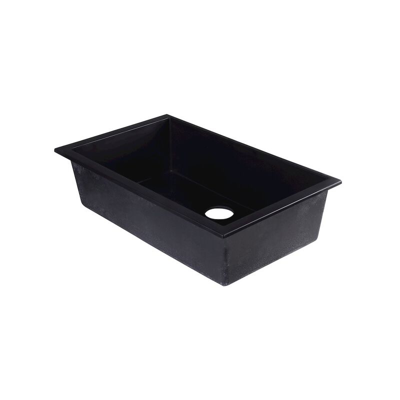 ALFI brand Black 30 Undermount Single Bowl Granite Composite Kitchen Sink