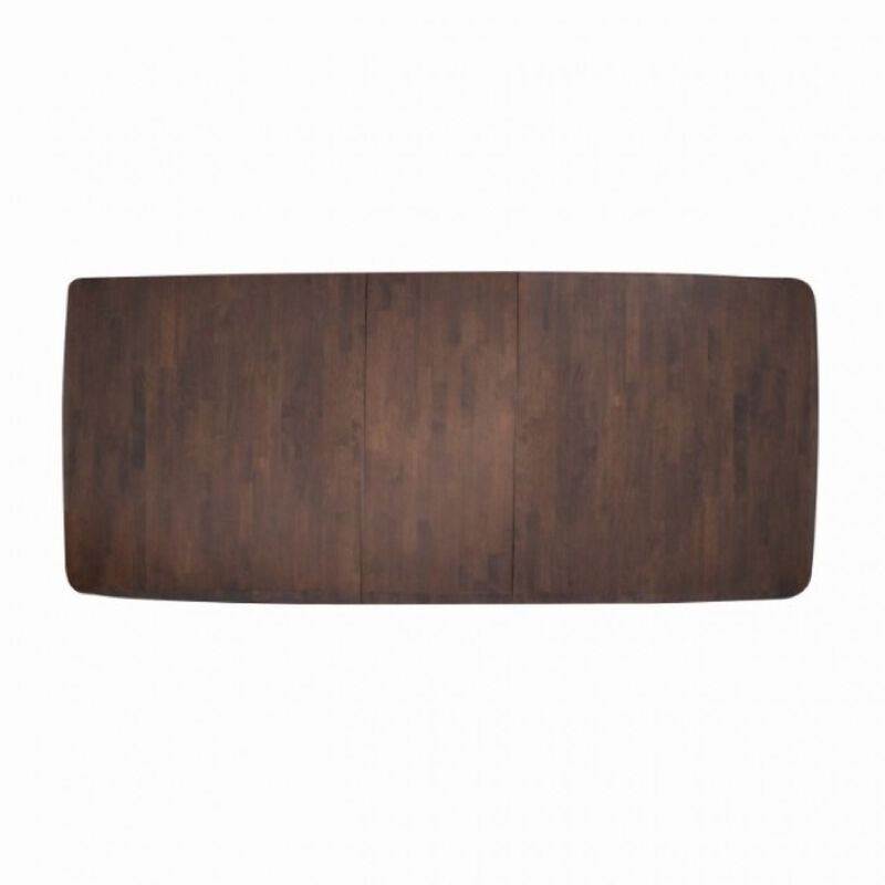 Viki 82-102 Inch Dining Table, Curved Legs Extendable Brown Solid Wood
