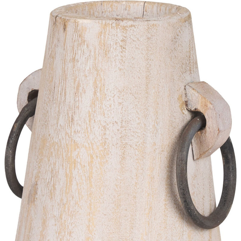 HomeRoots 7" Light Brown Solid Wood Cylinder Jug Vase image number 2