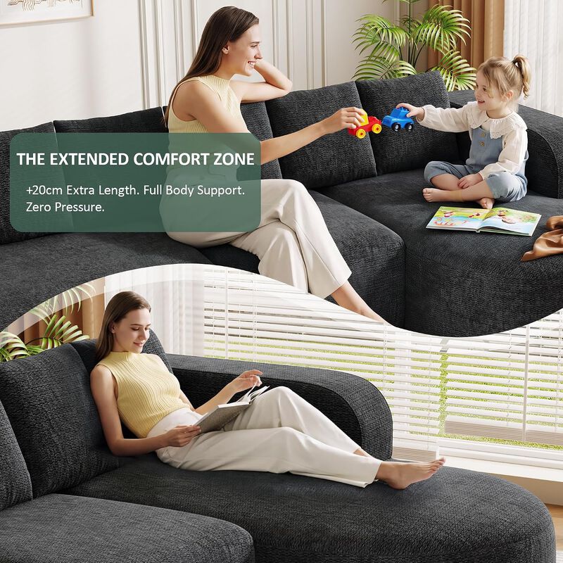 Vipbear 176" Oversized Modular Sectional Couch with Deep Seat, Chenille 6 Seater Living Room Sofa image number 5