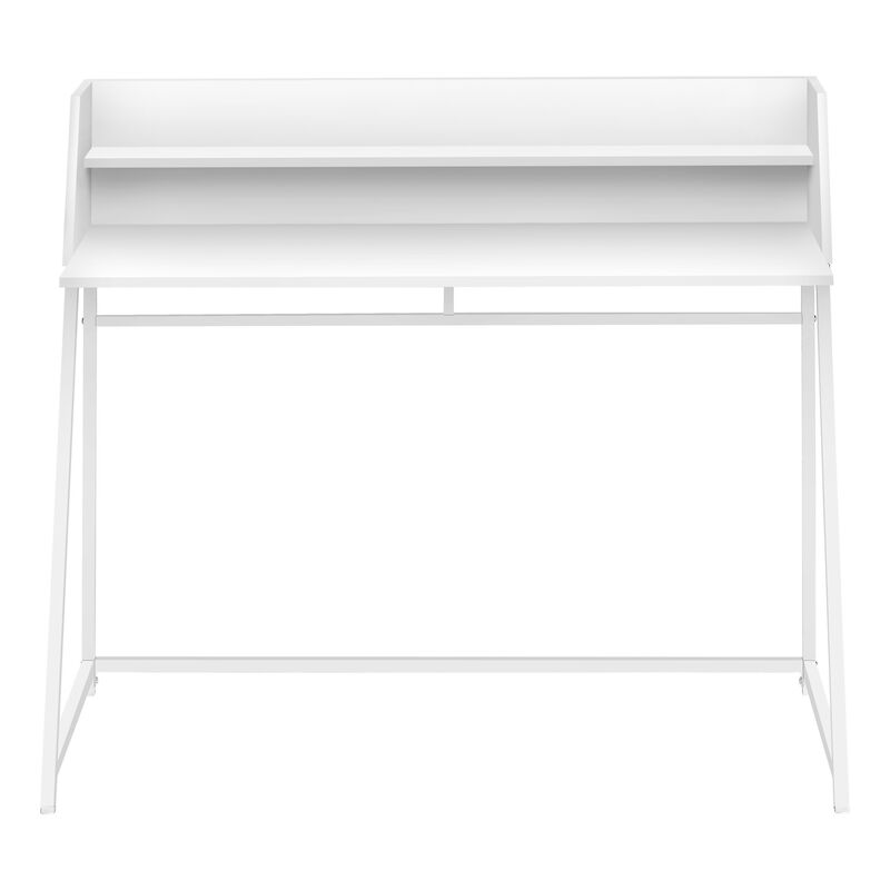 Monarch Specialties I 7545 Computer Desk, Home Office, Laptop, Storage Shelves, 48"L, Work, Metal, Laminate, White, Contemporary, Modern