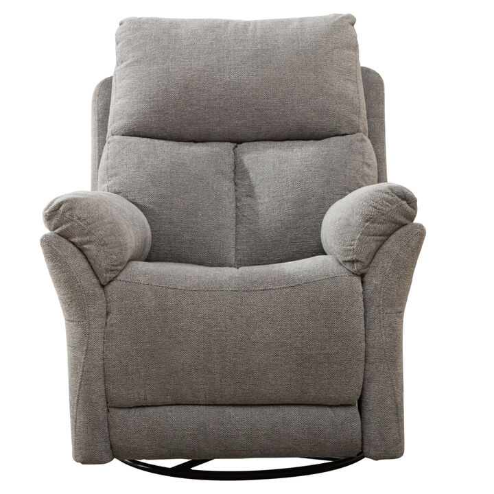 Swivel Rocker Fabric Recliner Chair Reclining Chair Manual, Single Modern Sofa Home Theater Seating for Living Room (Silver)