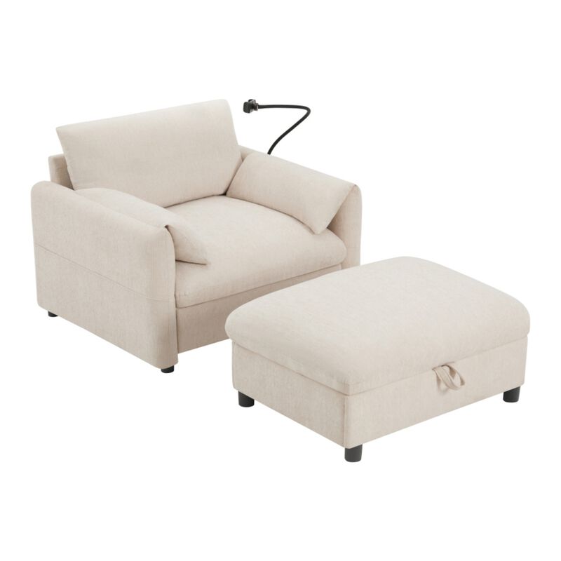 Kiple Modern Chenille Accent Chair & Ottoman Set image number 8