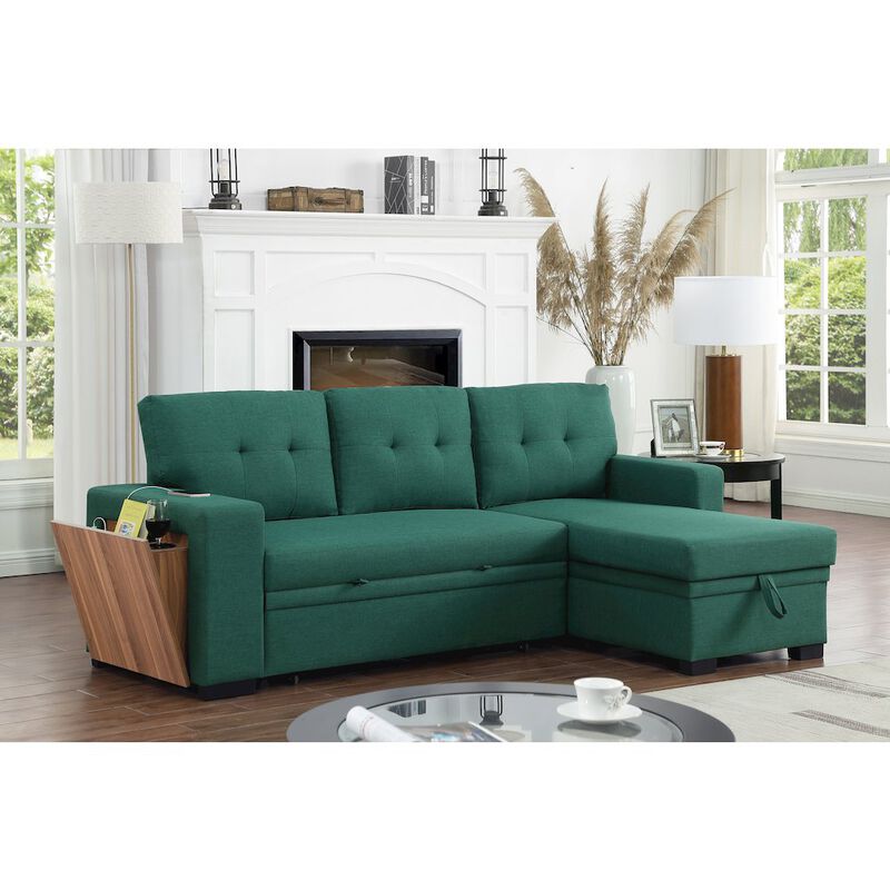Devion Furniture Fabric Reversible Modern Side Compartment Sleeper Sectional Sofa Bed image number 5