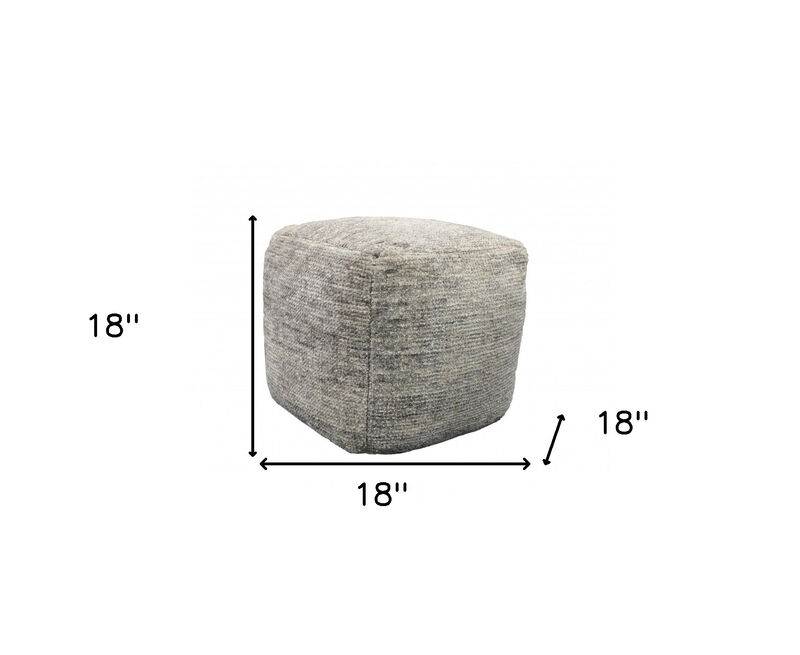 Hivvago 18 Inch Gray Wool Cube Pouf Ottoman