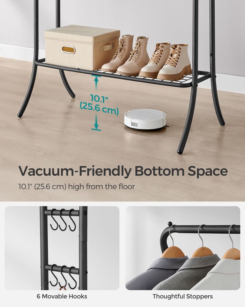 Heavy-Duty Double-Rod Clothes Rack Adjustable Garment Storage with Sturdy Design