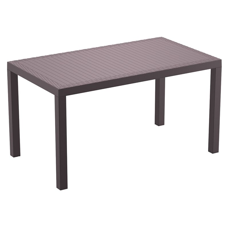55" Gray Wickerlook Rectangular Patio Dining Table