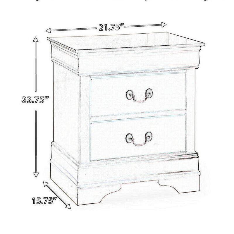 Deyr Nightstand, 2 Drawers, Bronze, Louis Philippe Molding Brown - Benzara