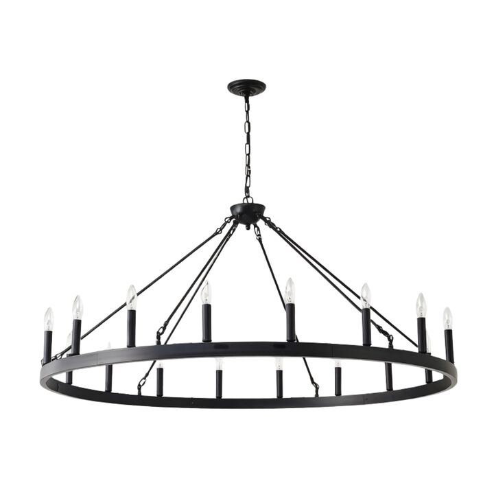 ELEMENT ACE 18-Light Adjustable Hanging Height Wagon Wheel Ceiling Chandelier for Dining Room Kitchen Island Living Room Bar and Indoor Home Decor