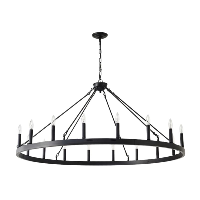 ELEMENT ACE 18-Light Adjustable Hanging Height Wagon Wheel Ceiling Chandelier for Dining Room Kitchen Island Living Room Bar and Indoor Home Decor image number 0