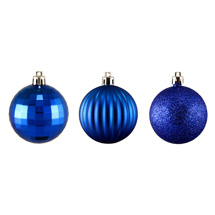100ct Lavish Blue Shatterproof 3-Finish Christmas Ball Ornaments 2.5" (60mm)