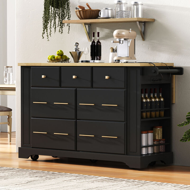 Merax Kitchen Island with 6 Drawers image number 2