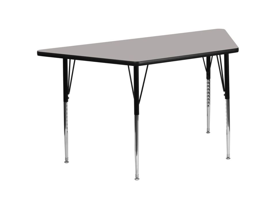 29''W x 57''L Trapezoid Grey HP Laminate Activity Table - Standard Height Adjustable Legs