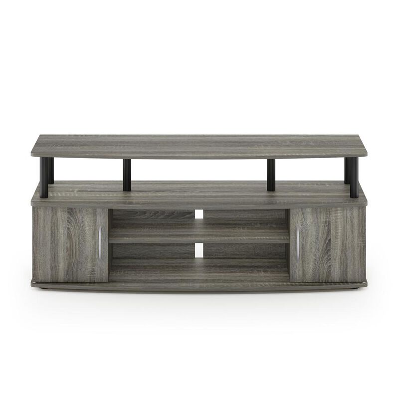 Furinno JAYA Large Entertainment Center Hold up to 50-IN TV, French Oak Grey/Black