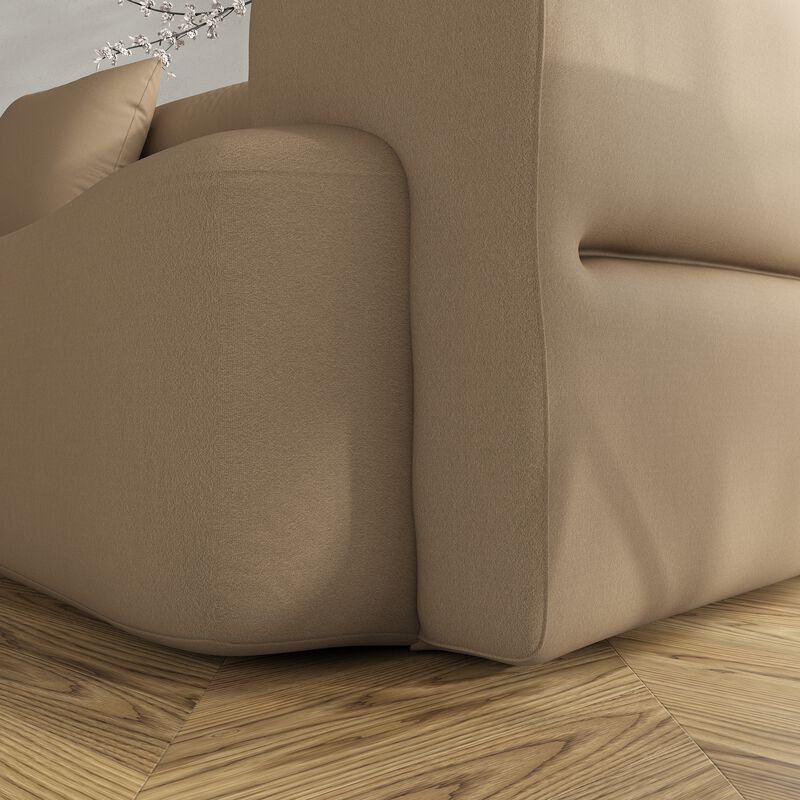 FUFU&GAGA Large Curved Sofa with 3 Throw Pillows & Armrests, Padded Upholstered Cushions, (110 in. W x 43.3 in. D x 31.5 in. H, Seat Depth 25.9 in.), Chocolate Brown