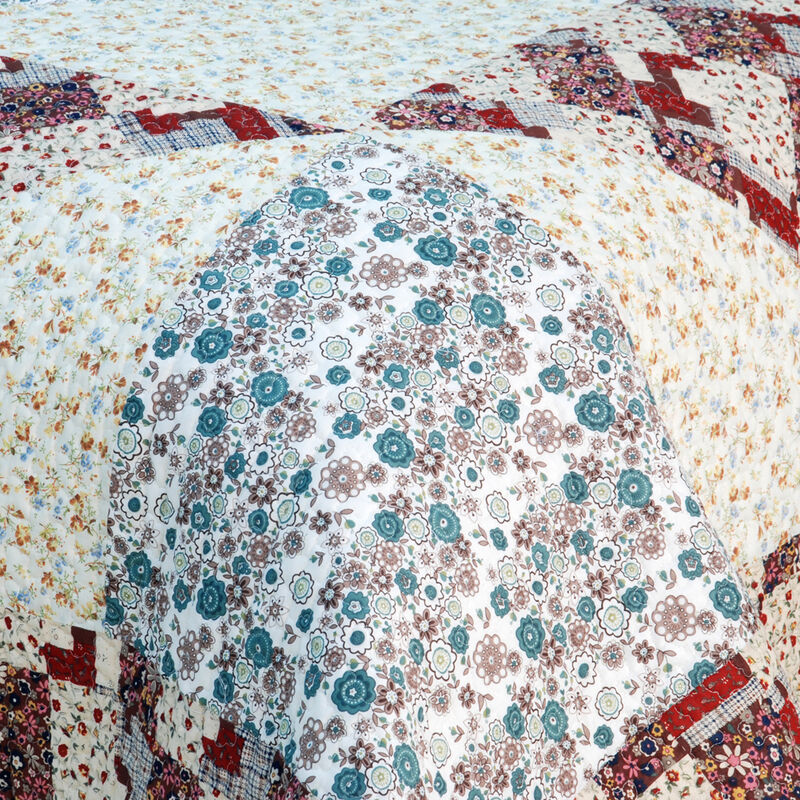 Floral Journey 2 Piece Cotton Floral Quilt Set Soft Quilted Twin Bedding image number 4