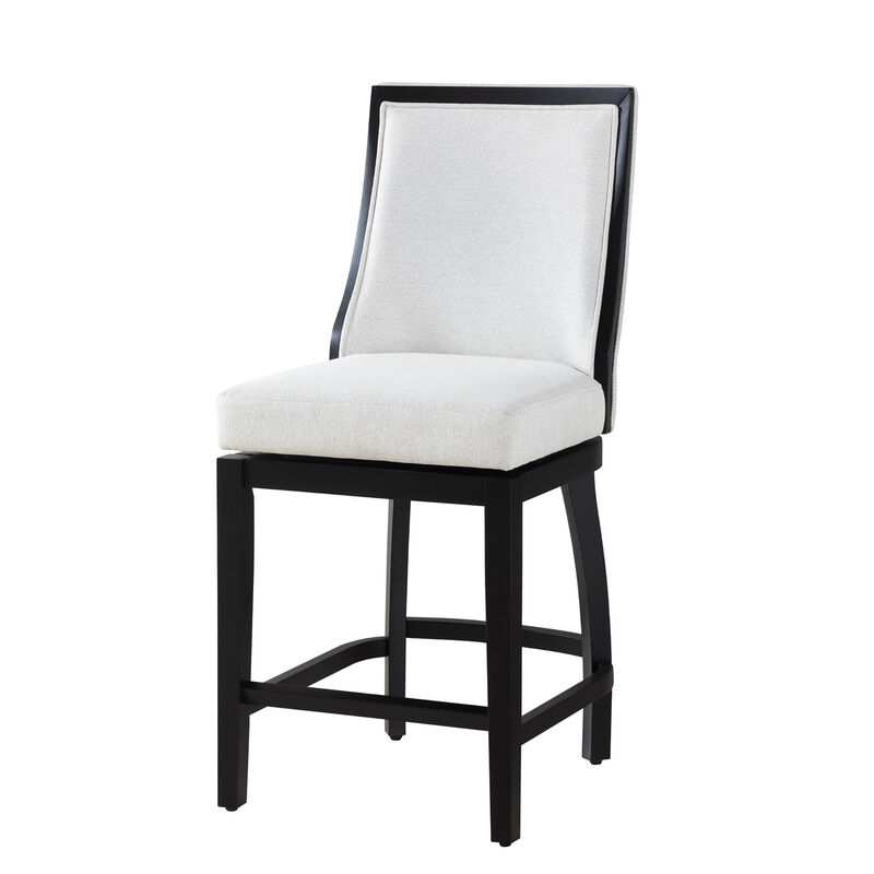 Katherine 24 in. High Back Wood 40.74 in. Swivel Counter Stool with Fabric Seat