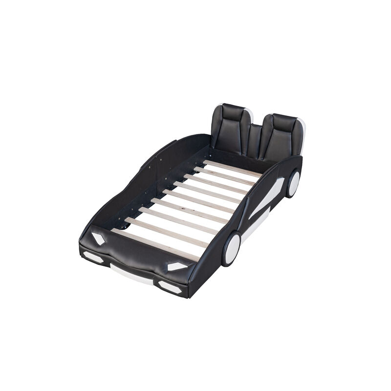 Streamdale Twin Size Race Car-Shaped Platform Bed With Wheels