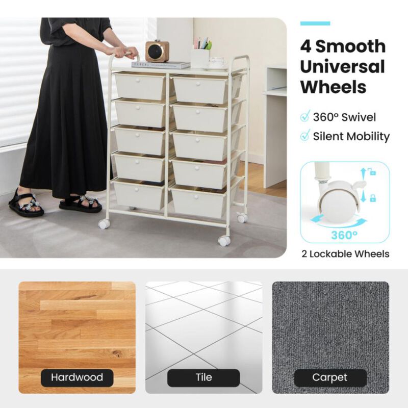 Hivvago 10-Drawer Rolling Storage Cart