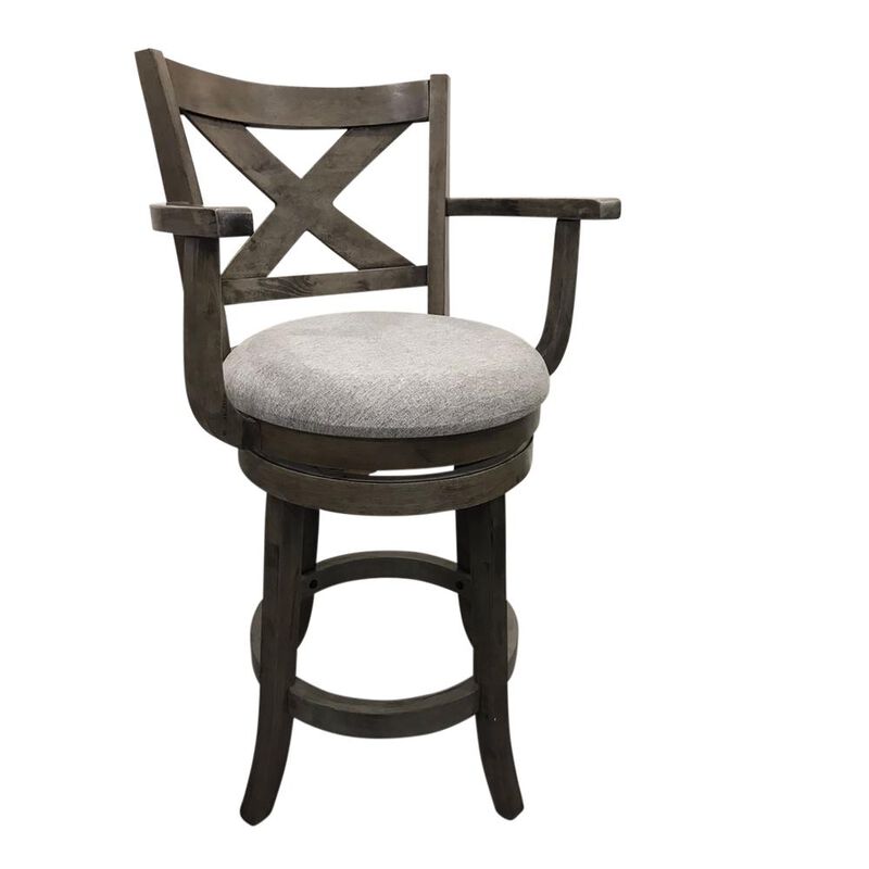 Carolina Living Essex Deluxe Swivel Barstool - Set of 2 - Gotham Grey - Grey Upholstery
