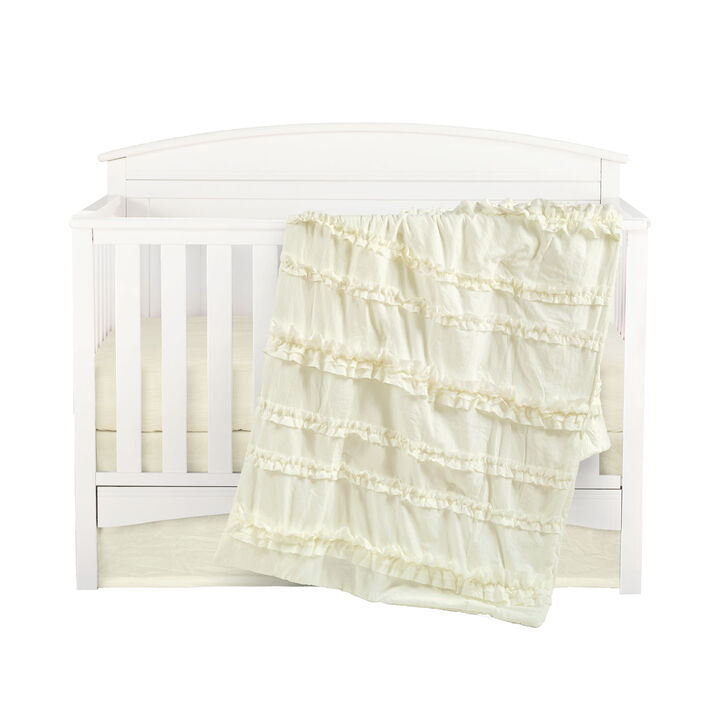 Belle Embellished Soft Baby/Toddler Ivory 3Pc Bedding Set