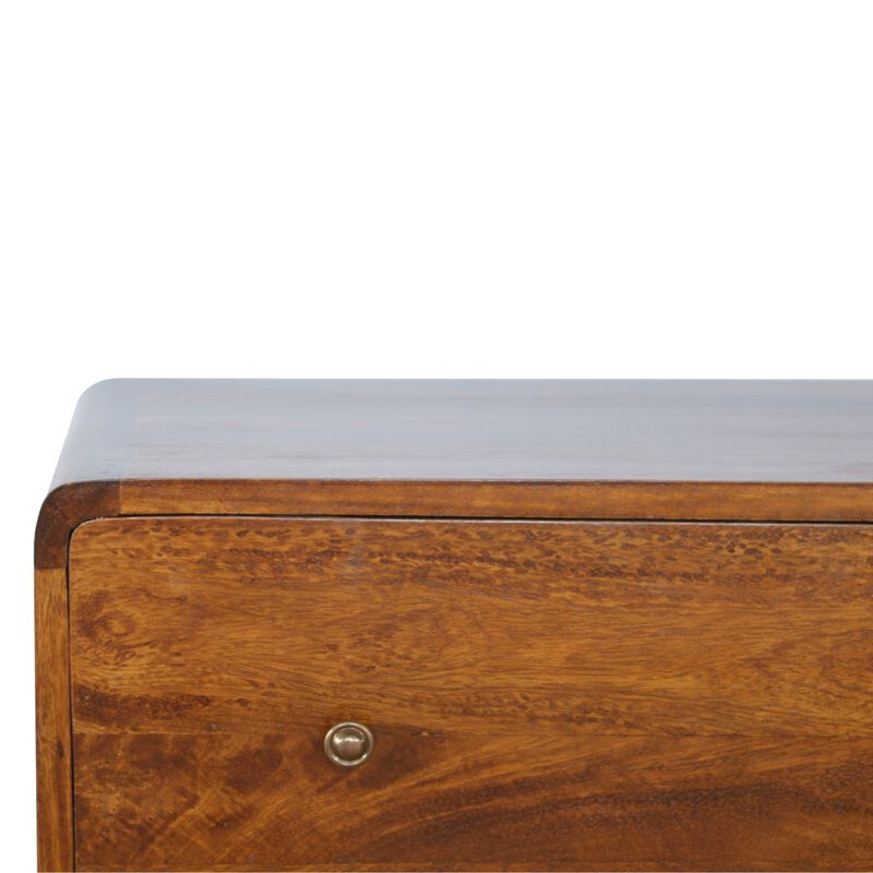 Solid Wood 3 Drawer Curved Chestnut Chest