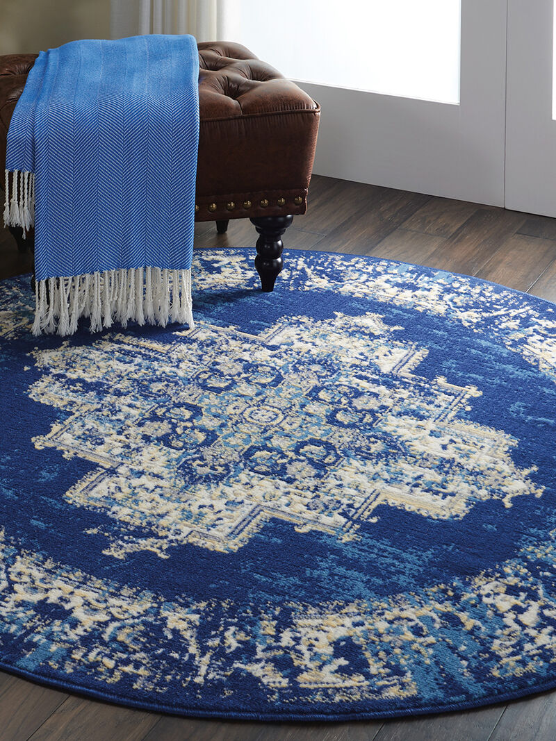 Grafix GRF14 Navy/Blue 5'3" x Round Rug