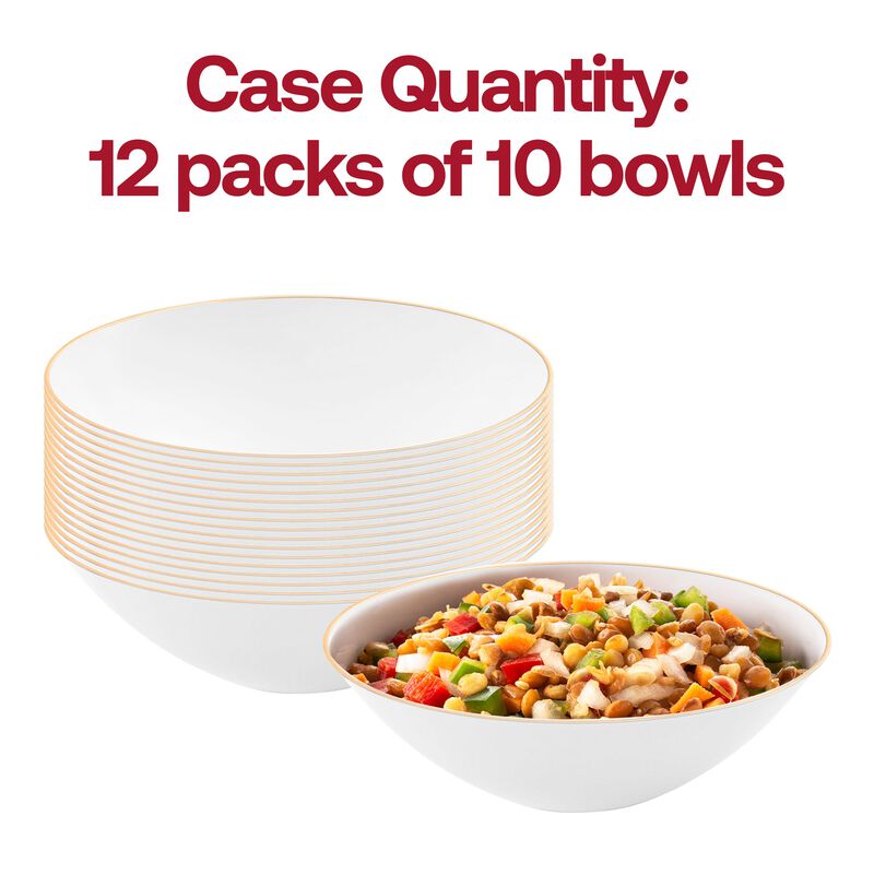 16 oz. White with Gold Rim Organic Round Plastic Soup Bowls (60 Bowls) image number 4
