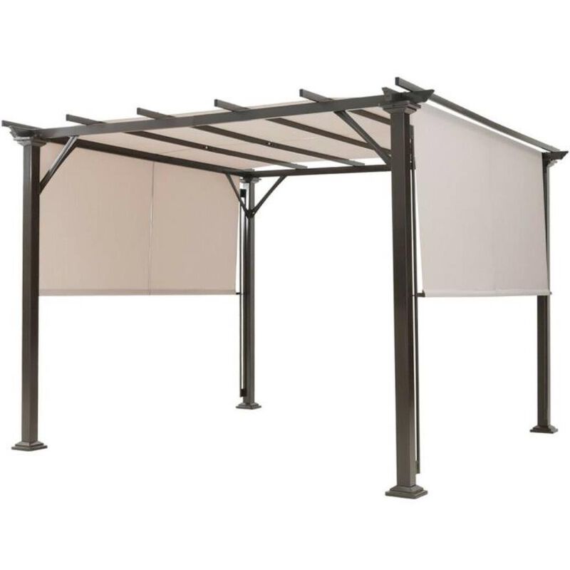 Hivvago Modern 10 x 10 Ft Heavy Duty Metal Frame Pergola Gazebo with Beige Canopy