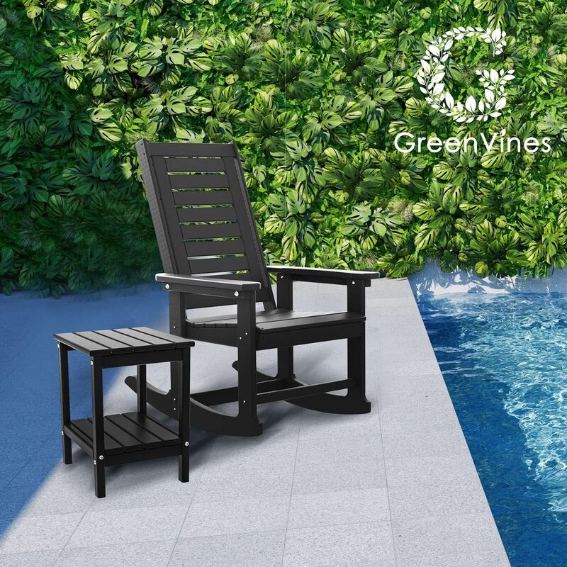 ShipItFurniture Oversized Outdoor Rocking Chairs Set of Two Black image number 5