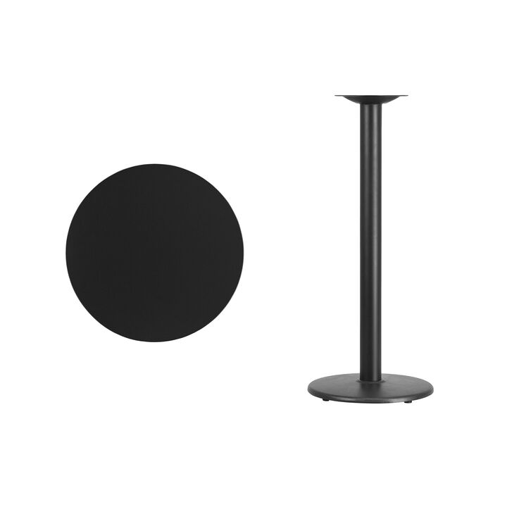 Flash Furniture 24'' Round Black Laminate Table Top with 18'' Round Bar Height Table Base