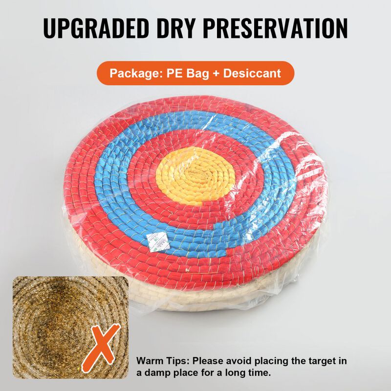 Round Straw Archery Target with 5 Layers, Handmade Arrow Target for Backyard Bow Practice-Multi Color image number 4