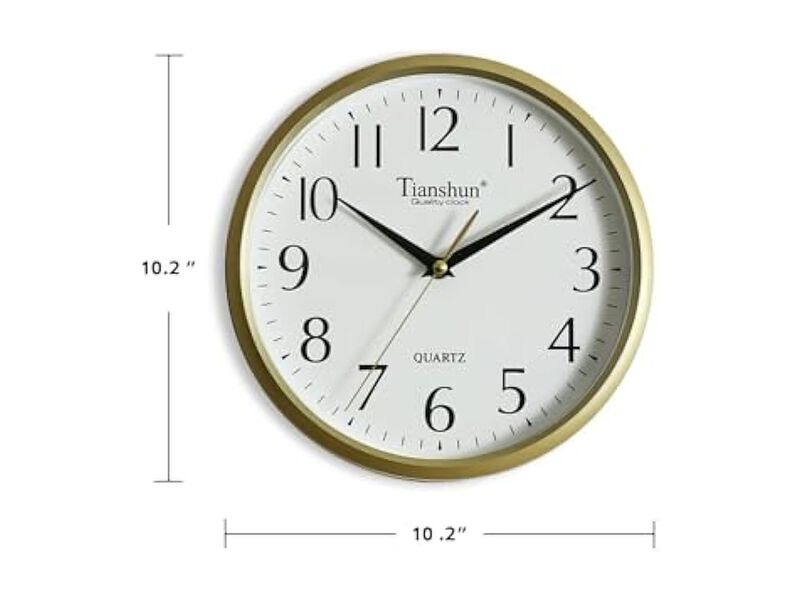 Gold Wall Clock 10 Inch Silent Non Ticking Easy Read Modern Battery Operated image number 3