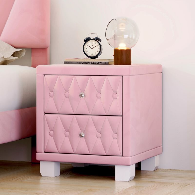 Worsal Button‑Tufted Velvet 2‑Drawer Nightstand image number 6